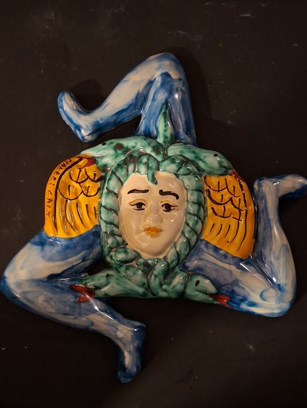 Vintage Sicilian Ceramic Trinacria From CALTAGIRONE